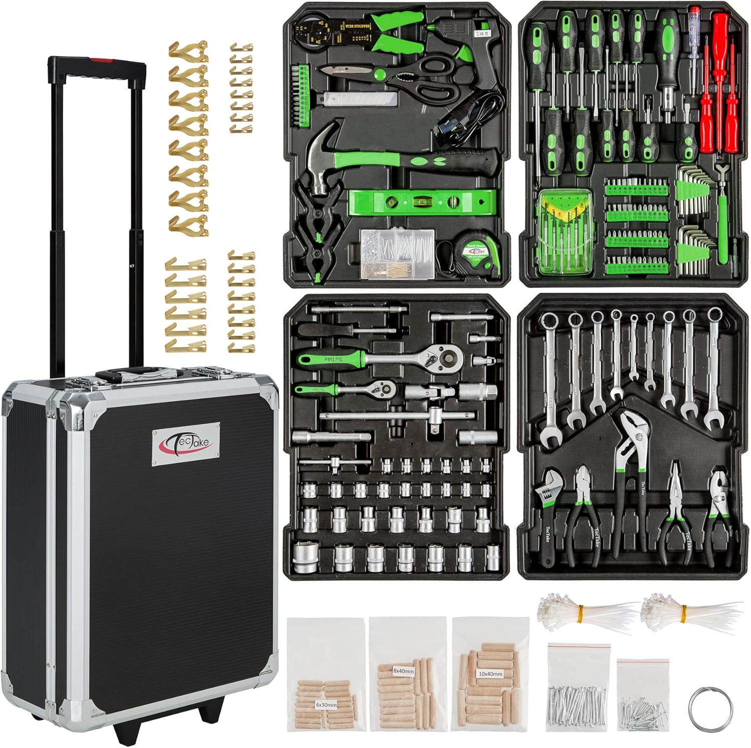 Super Saturday TecTake 799 Pcs Aluminium Metal Tool Box Kit Set Storage