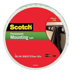 Scotch Indoor Mounting Tape, 0.75-inch x 350-inches, White, Holds up to 2 pounds, 1-Roll (110-Long)