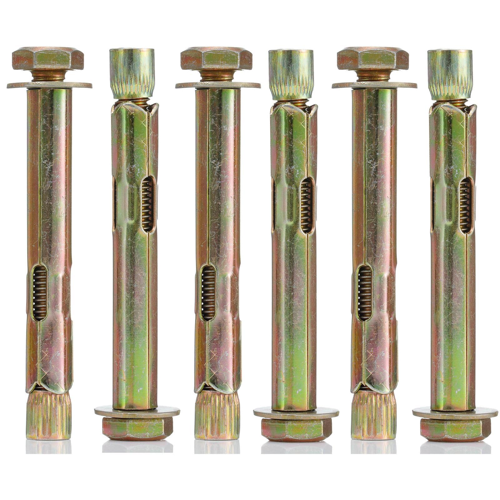 YoiYee M8*80mm Sleeve Anchor Hex Bolts, Heavy Duty Expansion Through Bolts for Concrete, Brick & Masonry Fixings, Zinc Plated Steel, Ideal for Builders, DIYers & Professionals, 6 Pack