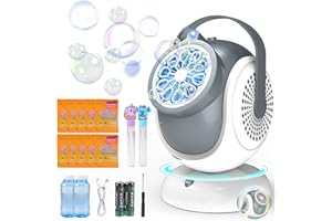 WANNA MAGIC Big Bubble Machine - Automatic Bubbles Blower for Kids, Toddlers - 360° Oscillation & 75° Adjustment, Bubble Toys with LED Light - Gifts for Boys, Girls, Easter, Outdoor, Birthday, Party Use