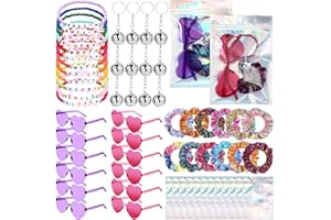 Geiserailie 60 Pcs Kpop Party Favors Popular Singer Supplies Valentines Day Bracelets Disco Keychain Sunglasses Holographic Scrunchie Set Bags 12 Set Friendship Gifts for Kpop Fans Women(Multicolored)