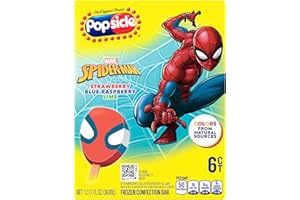 Popsicle Frozen Confection Bars 6 ct for a Fruity Alternative to Ice Cream Bars, Spiderman with Colors Made from Natural Sources,