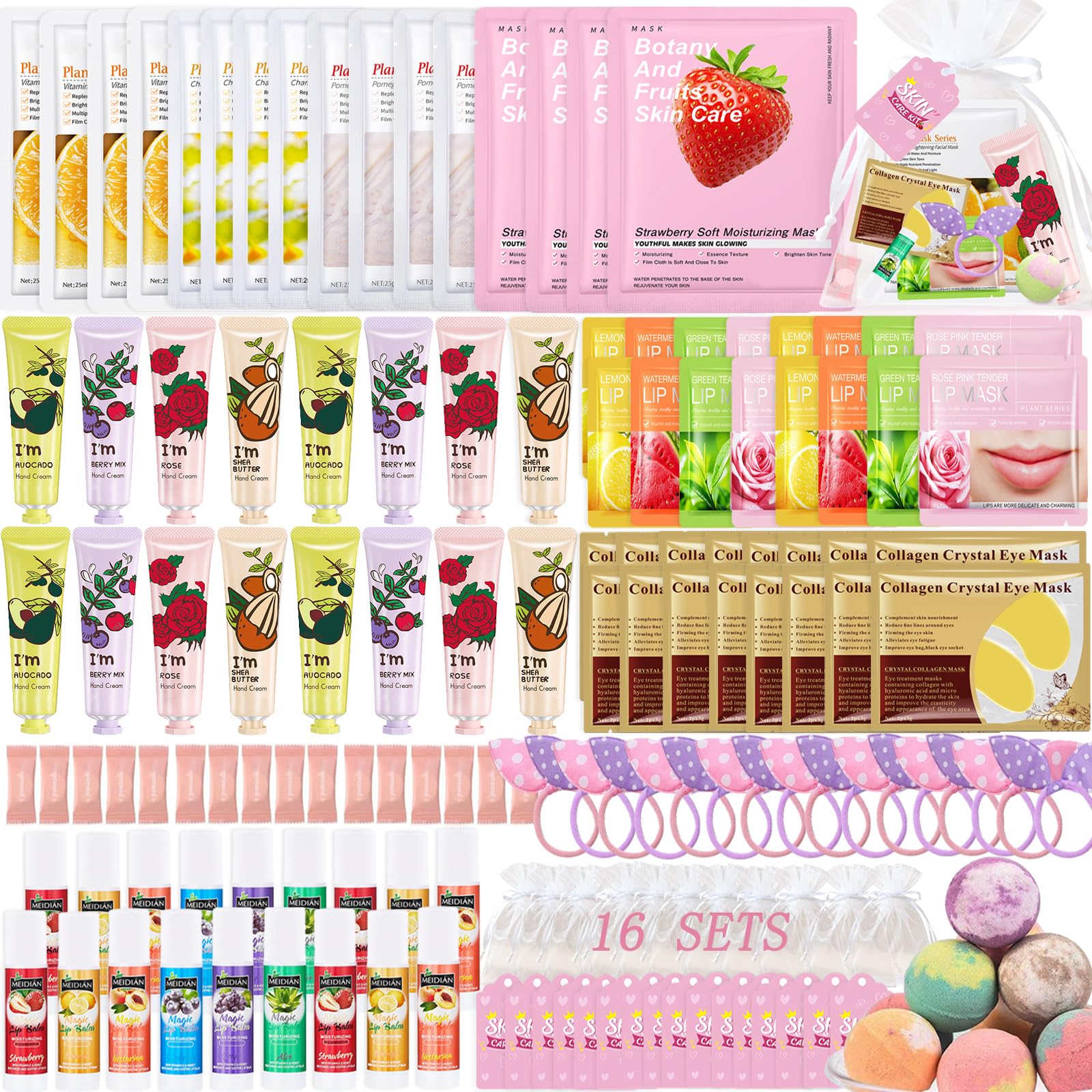 Photo 1 of 160 PCS Spa Party Supplies for Girls Women, Include Facial Mask, Hand Creams, Lip Balms, Eye Mask, Lip Mask, Foot Bath Bombs, Sleepover Party Favors Bulk Gifts for Girls Women