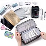 WEMATE Large Pencil Case Canvas 9x4.3x2.4in 5 Compartments Grey view 3