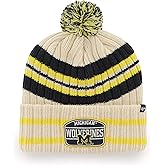 47 Michigan Wolverines Natural Hone Cuff Striped Beanie Hat with Pom Pom - NCAA Premium Cuffed Knit Hat