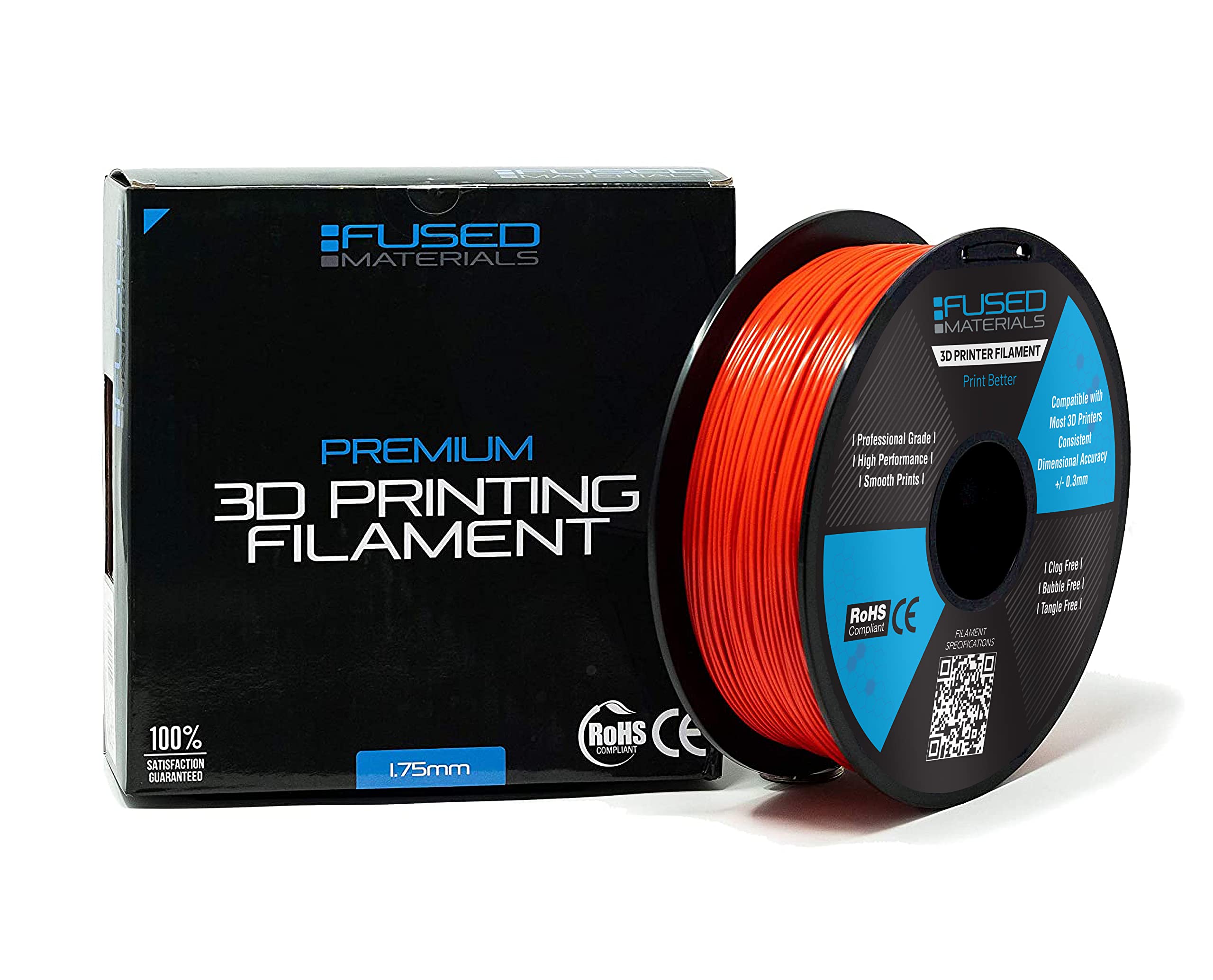 Fused Materials Red PLA 3D Printer Filament - 1kg Spool, 1.75mm, Dimensional Accuracy +/- 0.03 mm, (Red)