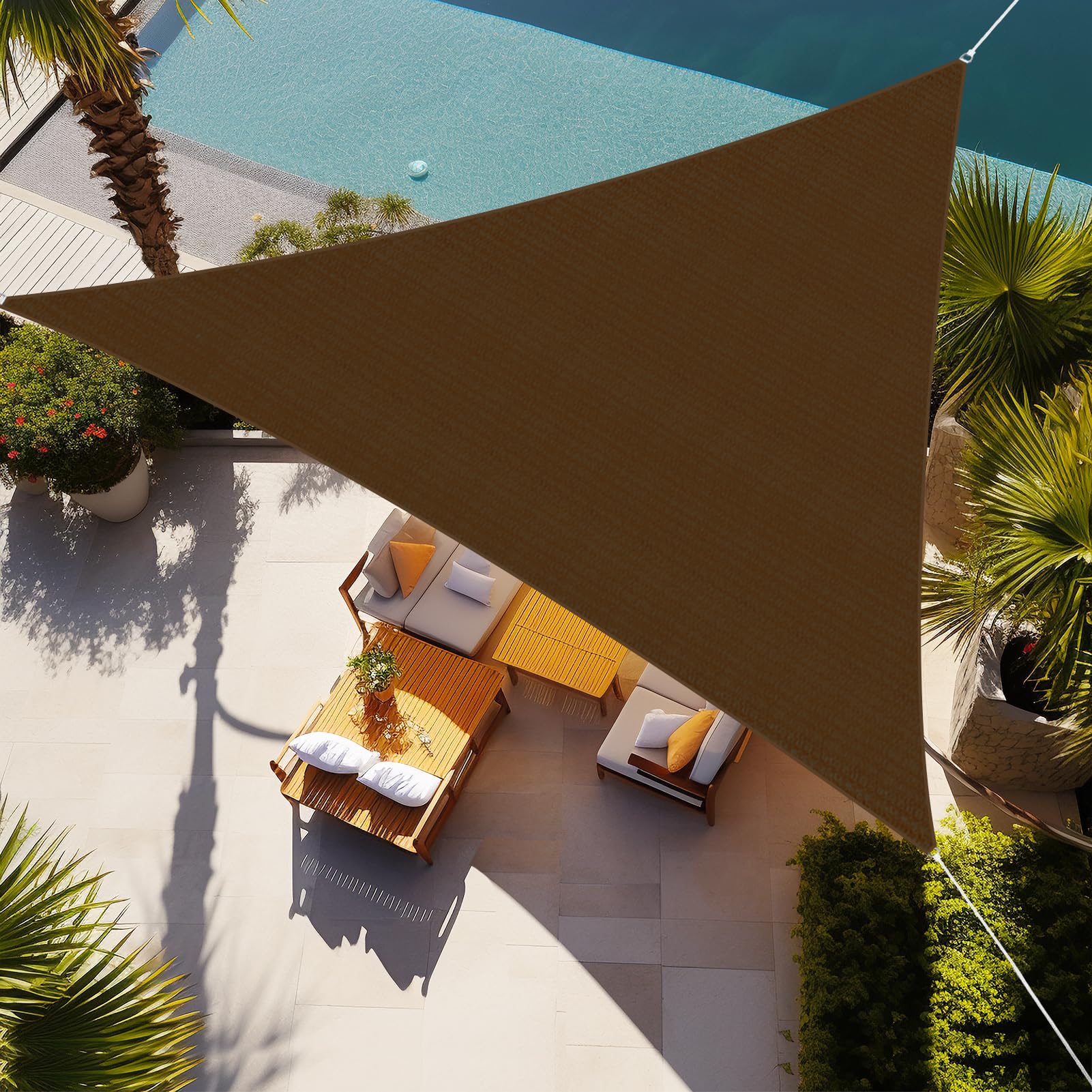 Custom Brown Right Triangle Sun Shade Sail – HDPE With Hardware Kit – Any Size