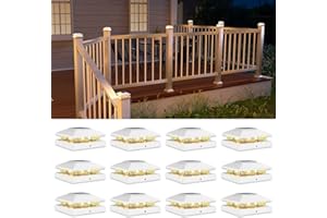 VOLISUN 4x4 Solar Post Cap Light 12pack,Solar Fence - Cap Lights Outdoor Waterproof for Wooden/Vinyl Post,White Deck Post Cap Light Solar Powered with Warm White for Garden/Patio/Porch
