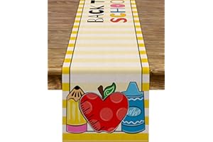 Pudodo Back to School Table Runner First Day of School Kids Students Classroom Party Dining Room Home Decoration (13" x 72")