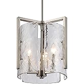 Golden Lighting Aenon 3-Light Pendant in Pewter with Hammered Water Glass