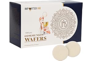 IMPORTER AM Church Communion Wafers Round 1 3/8", 1000 Count Hosts for Communion Service Unleavened Eucharist Bread
