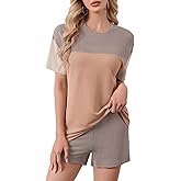 ETOSELL Women's Summer 2 Piece Outfits Lounge Matching Set Short Sleeve Top and Shorts with Pockets Travel Vacation Outfit