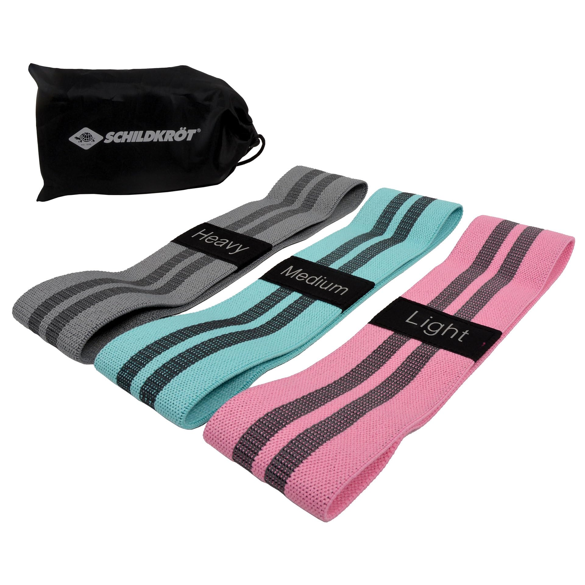 Schildkröt Shaping Loop Set, Non-Slip Fitness Bands, 3 Different Resistances, for Shaping, Stretching and Fitness, Includes Practical Storage Bag, 960224