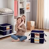 Lifewit 35L Clothes Storage Bag 3 Pack with Lids Underbed Organiser Blue view 8