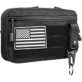 Tactical MOLLE Admin Pouch, Horizontal Modular EDC Utility Tool Pouch, Tactical Pouch with US Flag Patch and Keychain