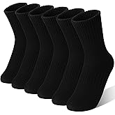 MOGGEI Boys Kids Girls Athletic Socks Basketball Sport Youth Crew Cotton Breathable Outdoor Socks 6 Pairs