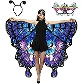 WhiteUniQoon Double-Sided Printing Butterfly Costume for Women, Halloween Costumes Adult Butterfly Wings for Women