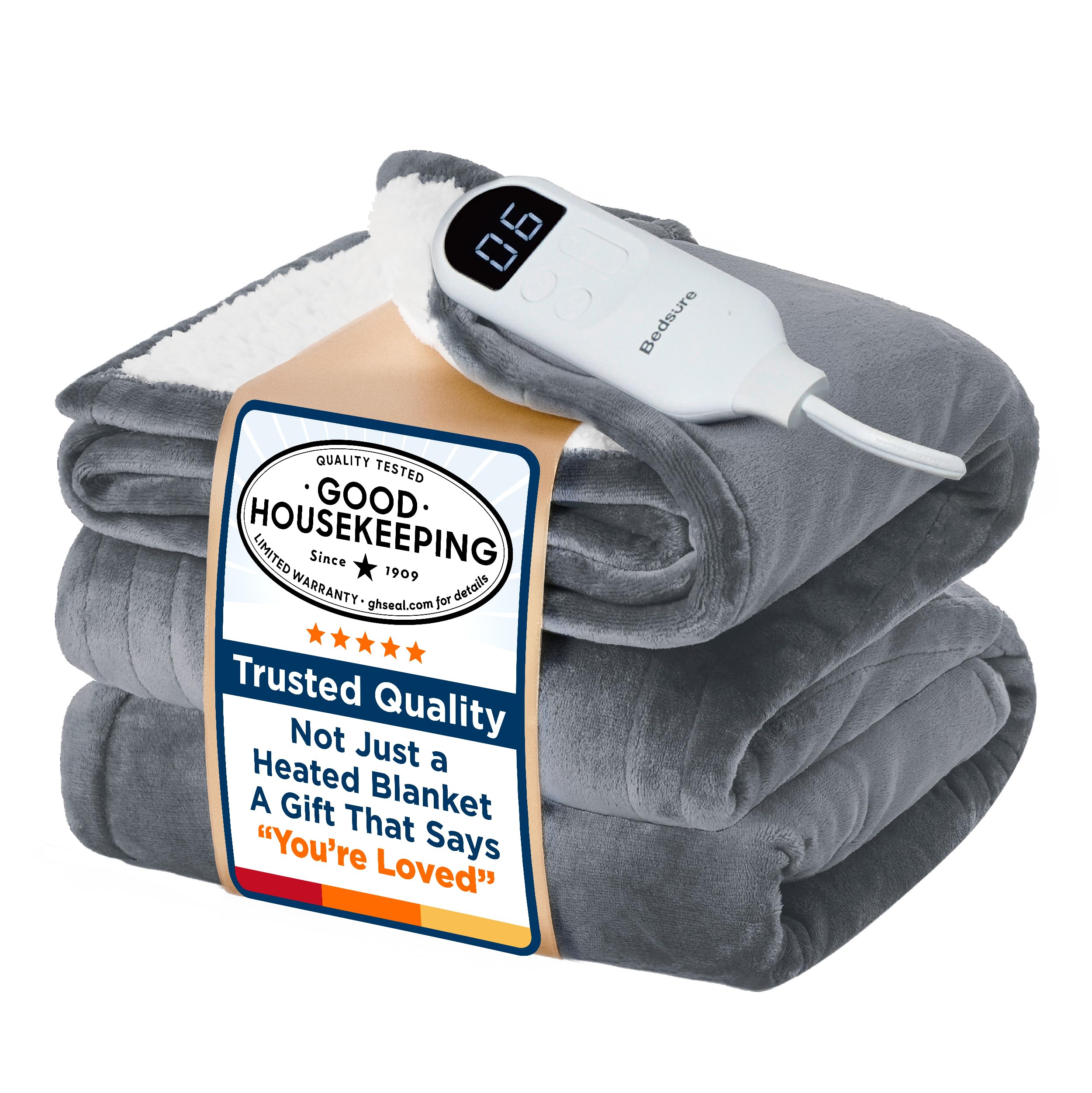 Photo 1 of Bedsure Electric Blanket Twin - Soft Flannel Heated Blanket Twin Size, GentleSoft Fast Heating with 10 Time Settings & 6 Heat Settings, Warm Gift for Grandma (62x84 inches, Grey)