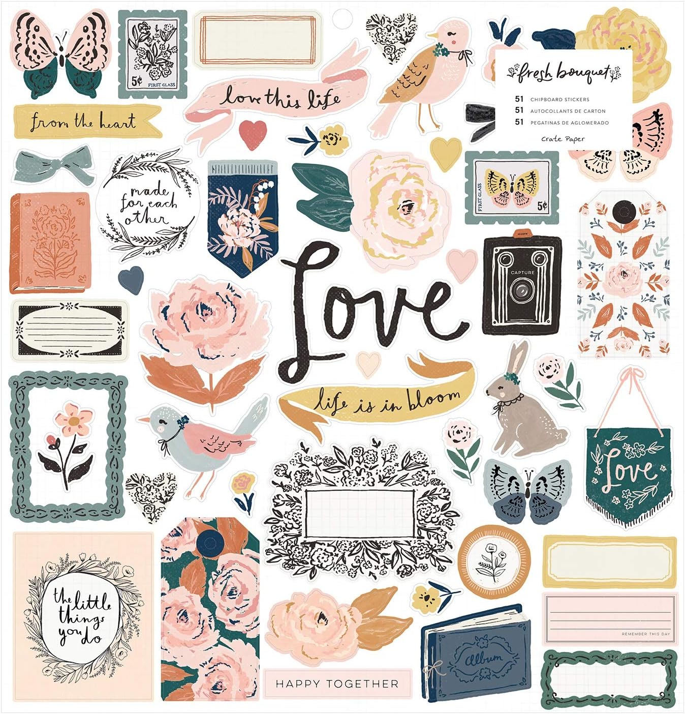 Crate Paper Fresh Bouquet STCKRS 12X12, One Size
