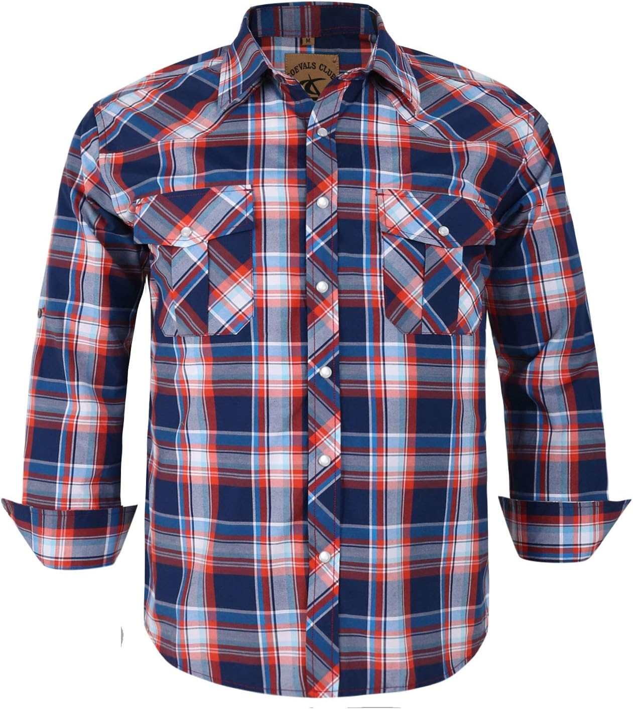 COEVALS CLUBMen's Western Cowboy Long Sleeve Pearl Snap Casual Work Shirts