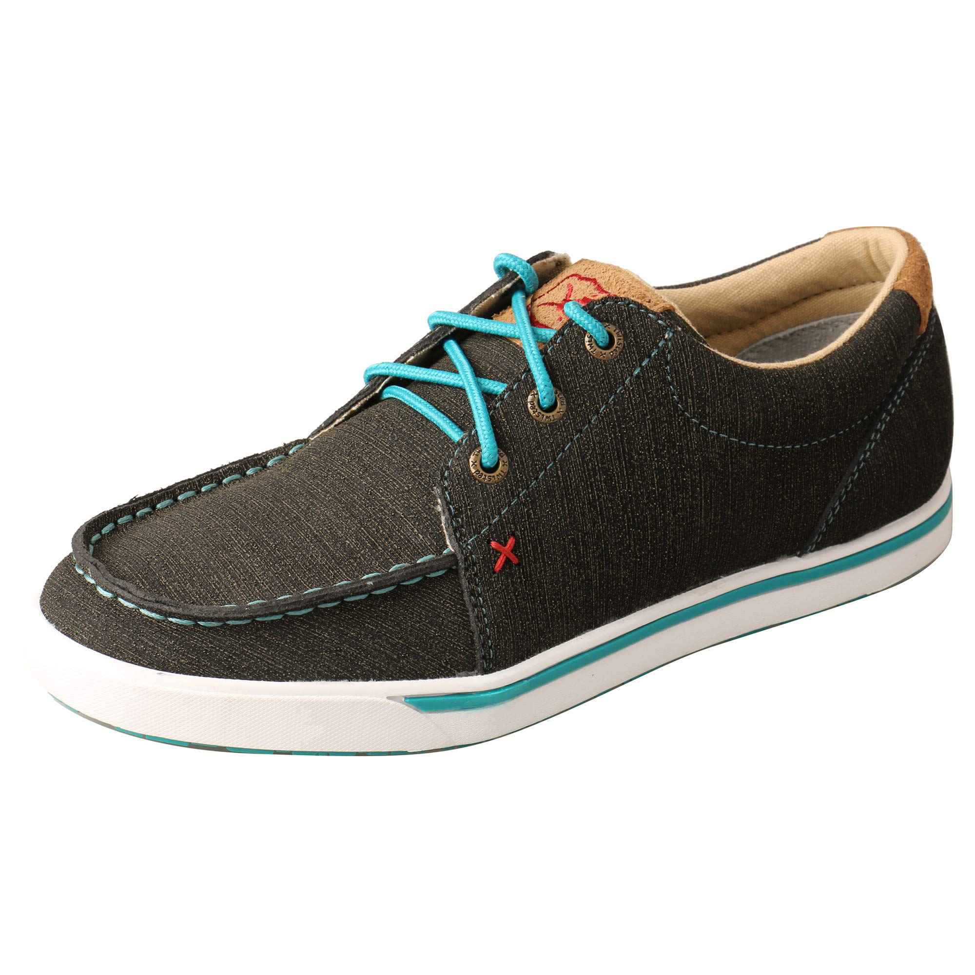 Twisted X Women's Kicks, Moc Toe, Charcoal & Turquoise, 6.5 M Image