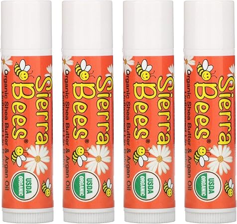 Amazon Sierra Bees オーガニックリップバーム シアバター アルガンオイル 4パック 各 15 Oz 4 25 G Sierra Bees ドラッグストア