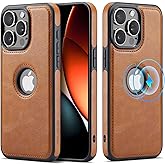 Casus Magnetic Leather Case for iPhone 16 Pro, MagSafe Compatible, Business Classic Style, Shockproof Slim Fit Protective Cover for Men & Women, Brown, 6.3”