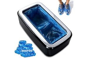 YJDAYY Shoe Cover Dispenser Containing 200pcs Shoe Covers Disposable Non Slip Quality Automatic Shoe Cover Machine with Disposable Shoe Covers for Indoors for Most Occasion Shoes Size (Black-sliver cover)