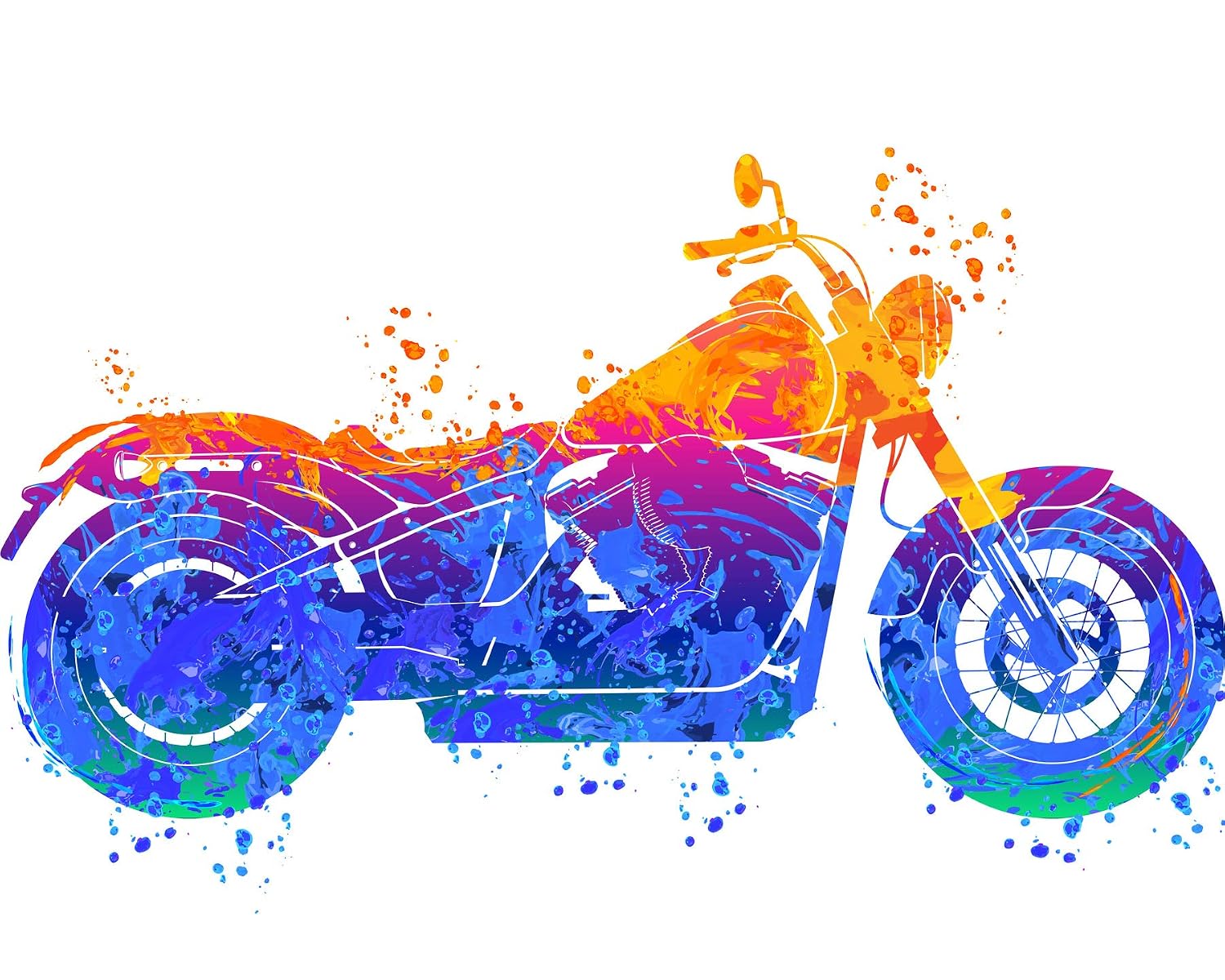 Harley Davidson Water Color Print - Vibrant Wall Art Decor Poster Biker Gift - Harley Davidson Birthday Gifts for Men Women Dad…