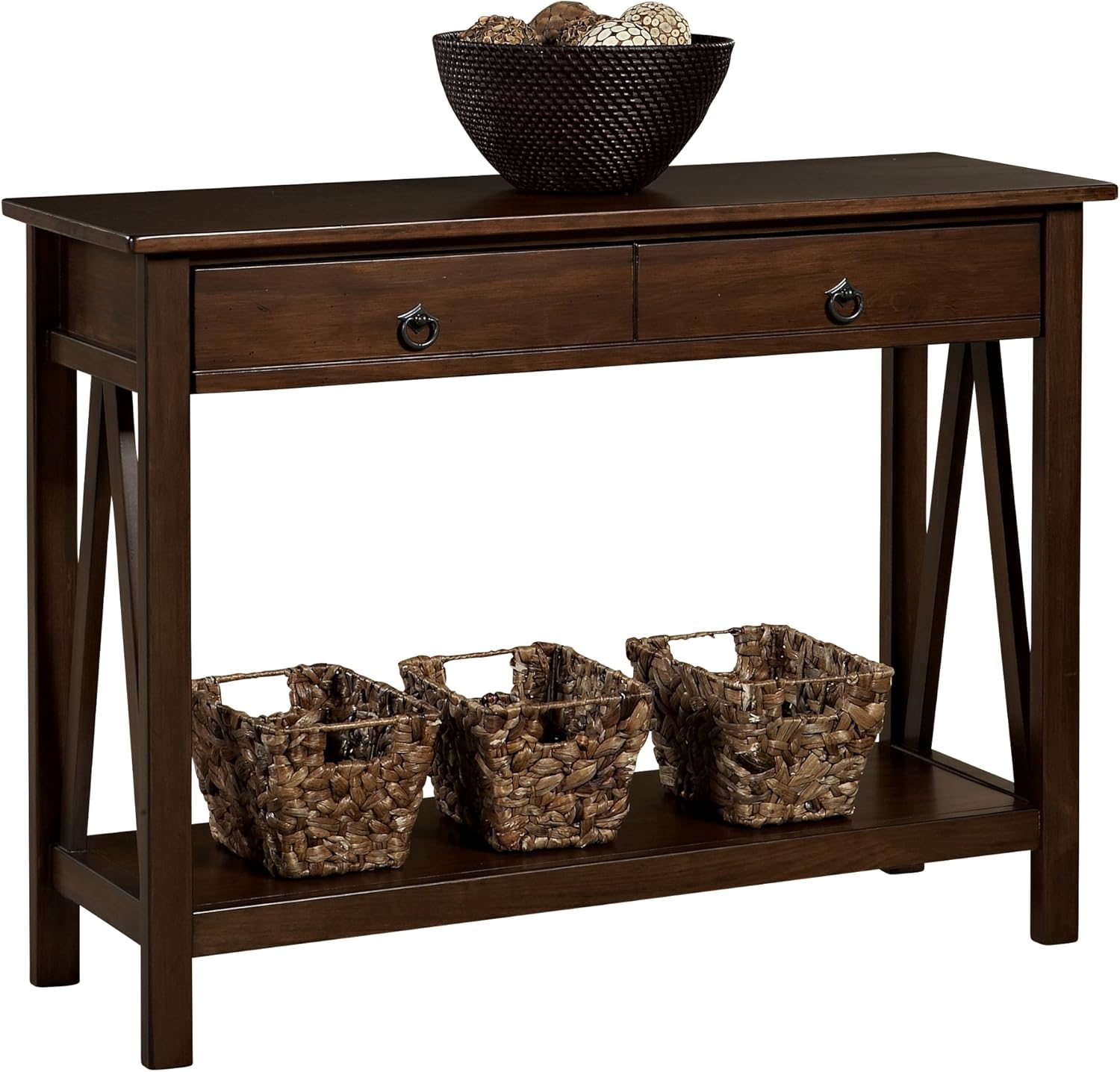 Linon Home Dcor Console Table, 42.01"w x 13.98"d x 30.71"h, Antique Tobacco: Furniture & Decor