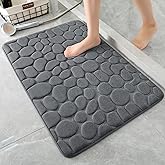 YIHOUSE Memory Foam Cobblestone Rugs Super Water Absorbent Bath Mats for Bathroom Machine Washable Bath Rugs(20x32,Dark Gray)