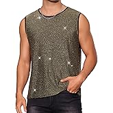 Lars Amadeus Glitter Tank Tops for Men's Metallic Clubwear Sleeveless T-Shirt Party Sparkly Vest
