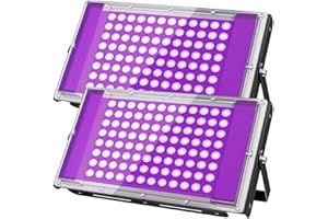 AUROHOPE 100W LED Black Light, 385nm UV Flood Light with Plug & Switch, IP66 Waterproof Blacklights for Large Space, Glow Parties, Neon Decor, Halloween, Stage Lighting, 2 Pack