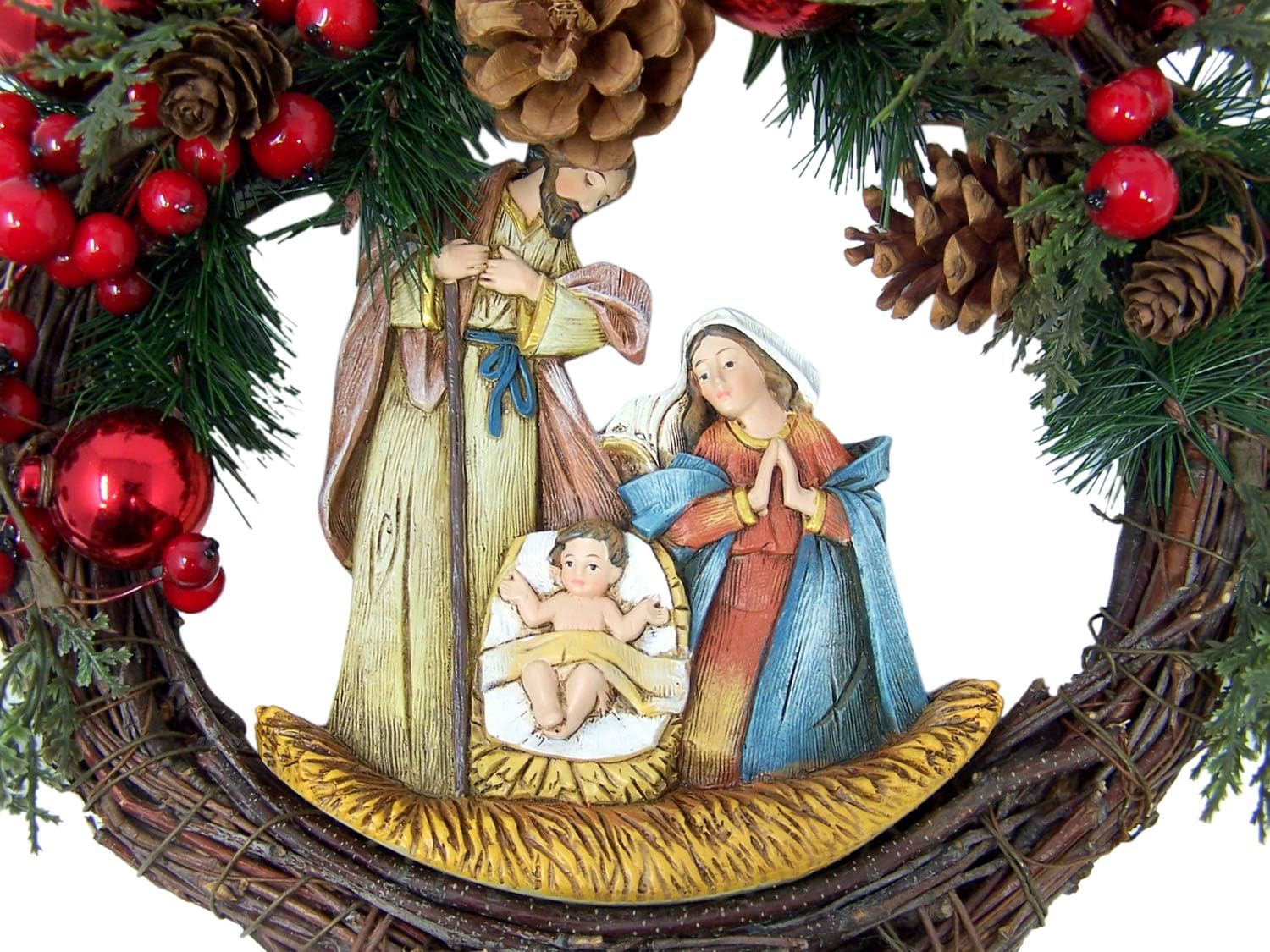 Download Autom Artificial Greenery Christmas Holy Family Nativity Wreath For Door 15 Inch Wreaths Garlands Swags Home Kitchen Swl13562 Nl