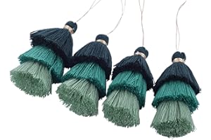 KONMAY 4pcs Tri-Layered Tassels with Hanging Loop for Jewelry Making, Clothing