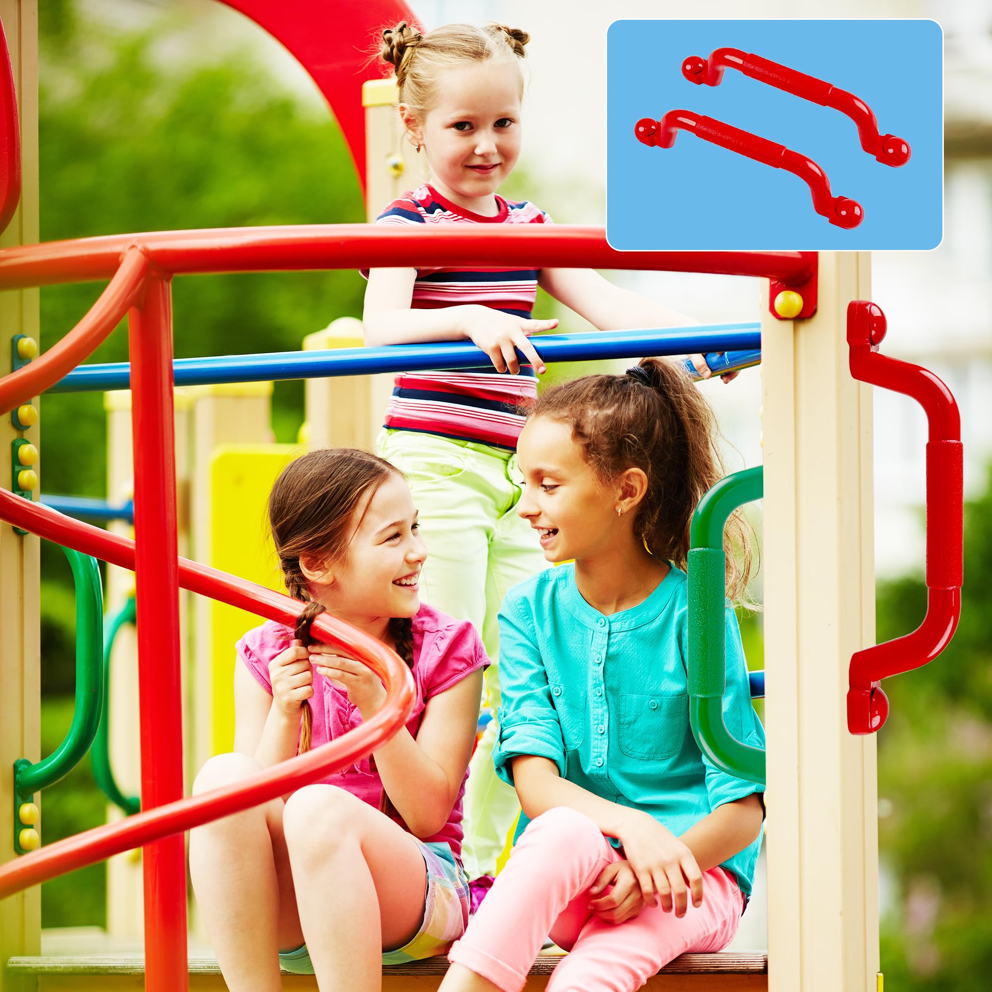 KINSPORY 10.6'' Climbing Handles, 4pc Playground Safety Handles Set, Kids Hand Grips for Swing Set, Play House, Frame