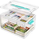 Vtopmart 24 QT Clear Plastic Craft Organizer with Removable Trays and Dividers, Storage Box for Coloring Books, Modeling Clay, Molds and Art Supplies, 1 Pack