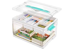 Vtopmart 24 QT Clear Plastic Craft Organizers and Storage Box with Removable Trays and Dividers,Art Supply Organizers and Sto
