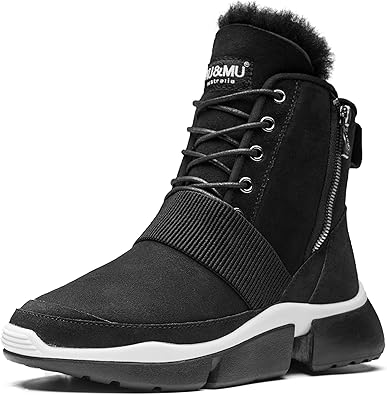 Amazon Au Mu 人気ムートンブーツ レデイースブーツ ムートン ショートブーツ レディースシューズ 靴 本革ブーツ ジッパー ベルクロ スノーブーツ ファスナーブーツ 毛皮ブーツ 女の子 女性用 暖かい 軽量 ブラック22 5cm Au Mu シューズ バッグ