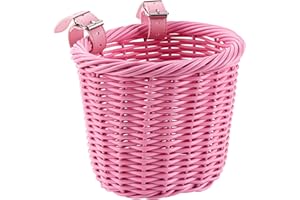 YMHOART Kids Bike Basket Wicker Woven Front Bicycle Basket for Boys Girls Mini Handlebar Basket for Kids Bike or Scooter