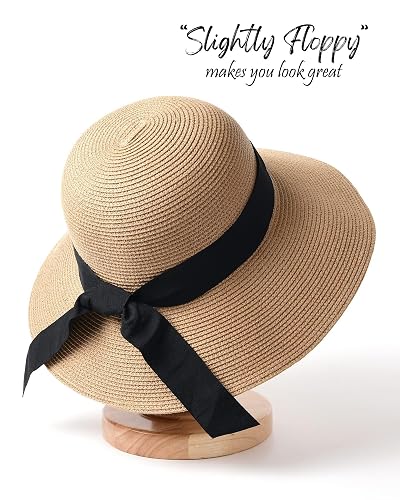 FURTALK Womens Beach Sun Straw Hat UV UPF 80+ Travel 