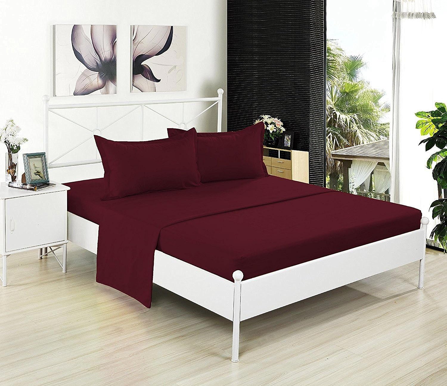 Crescent Bedding Flat Sheet Only - 200 Thread Count 100% Cotton - Soft and Comfy (Full, Hunter): Home & Kitchen