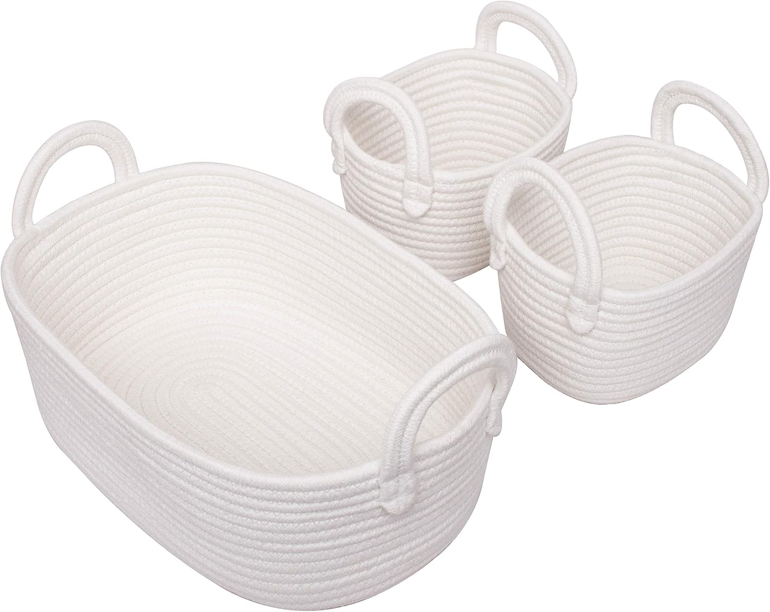 La Jolíe Muse Woven Basket Set of 3 Storage Cotton Rope Baskets