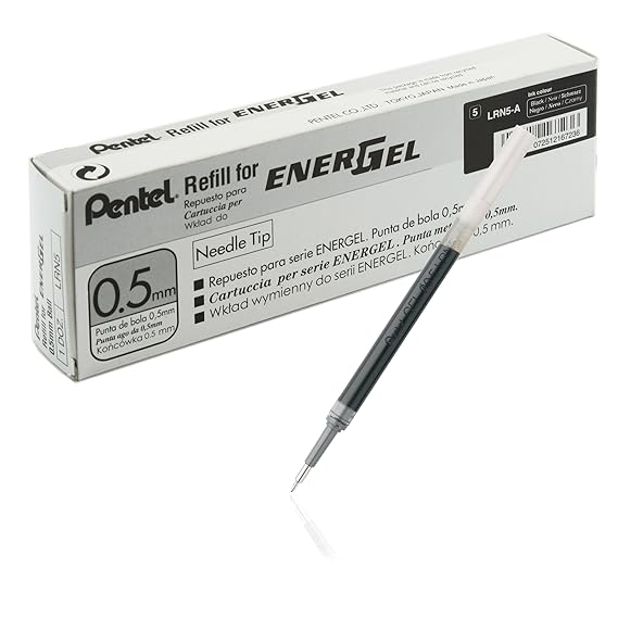Pentel LRN5-A Nachfüllmine für EnerGel-Stifte 0,50 mm, 12 Stück, schwarz