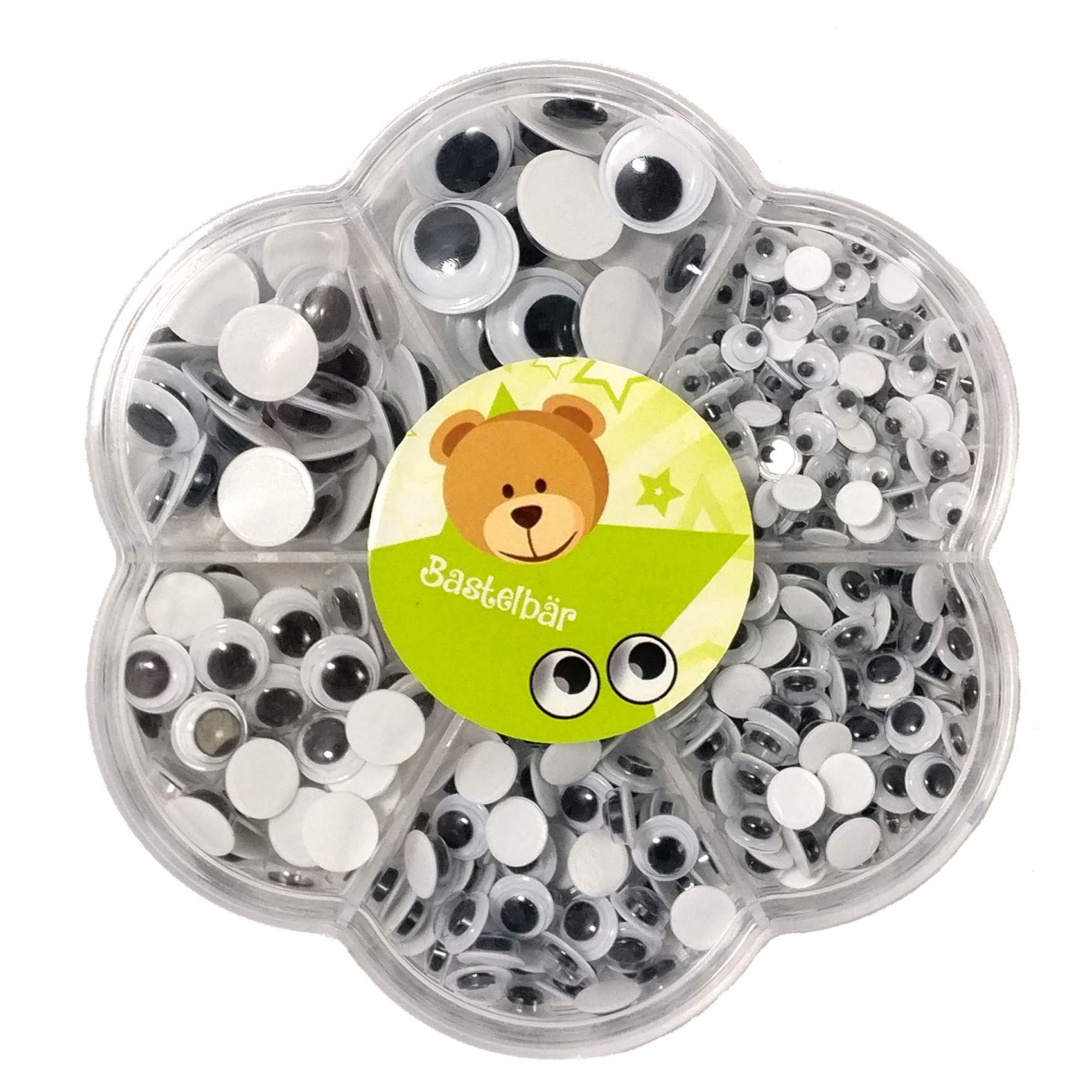 Bastelbär Googly Eyes Self adhesive Box of 600 - Wiggle Eyes in different sizes