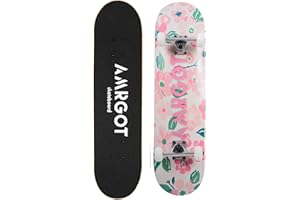 Amrgot Skateboards for Beginners,31 * 8 inches Complete Skateboards for Kids,Boys,Girls and Adults,7 Layer Maple Wood,Double Kick Deck Concave Standard and Tricks Skateboard