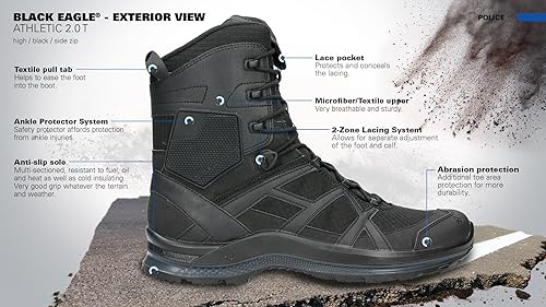 HAIX Black Eagle Athletic T High Side Zip Boots For Men