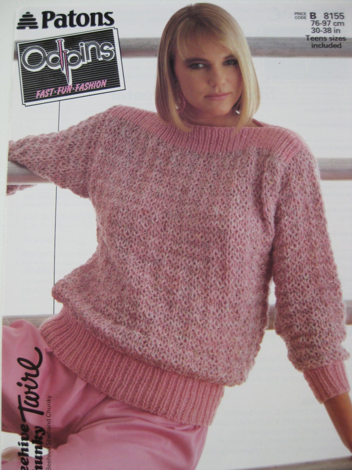Knitting Pattern Patons 8155 Beehive Chunky 76 97cms 30 38 Knitting Pattern Patons 8155 Beehive Chunky 76 97cms 30 38