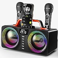 SORDA Karaoke Machine for Adults & Kids, Portable Bluetooth Speaker with 2 Wireless Microphones, Home Party PA System for Out