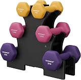 SONGMICS Set of 6 Neoprene Dumbbells with Storage Stand 1/1.5/2 kg SYL609B02